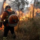 Un bombero trabaja en la extinción de un incendio este domingo 30 de junio en Pantanal (Brasil).