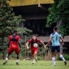 Luca Sosa en un partido amistoso ante Buho antes de la Copa Sudamericana.