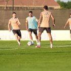 Los jugadores de la selección argentina realizaron su última práctica con equipo completo.