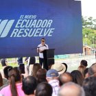 El presidente de la República, Daniel Noboa, durante el evento en Portoviejo.