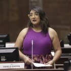La asambleísta Gissela Garzón, de la Revolución Ciudadana, impulsa el juicio político de la fiscal Diana Salazar.