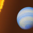 Recreación artística del exoplaneta "HD 189733 b", un gigante gaseoso cercano al Sistema Solar.