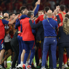 Selección celebra la victoria.