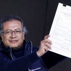 El presidente de Colombia, Gustavo Petro en la Plaza de Bolívar, en Bogotá.