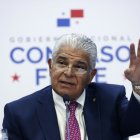 El presidente de Panamá, José Raúl Mulino, habla este 18 de julio de 2024 durante una conferencia de prensa en Ciudad de Panamá (Panamá).