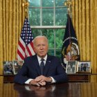 Fotografía de archivo del presidente de Estados Unidos Joe Biden dando un mensaje desde la Oficina Oval desde la Casa Blanca, el 14 de julio de 2024.