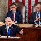 El primer ministro de Israel, Benjamin Netanyahu, pronuncia un discurso en una reunión conjunta del Congreso en la Cámara de Representantes de Estados Unidos, en el Capitolio de Washington, DC, Estados Unidos.
