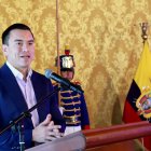 El presidente Daniel Noboa en el lanzamiento de una iniciativa este 26 de julio.