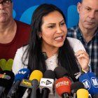 La exdiputada de la Asamblea Nacional de Venezuela, Delsa Solórzano habla durante una rueda de prensa este miércoles, en Caracas (Venezuela).