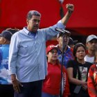 El presidente de Venezuela, Nicolás Maduro, en lo que fue cierre de su campaña este jueves, en Caracas (Venezuela).