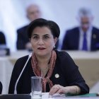 La canciller ecuatoriana, Gabriela Sommerfeld, durante su comparecencia en la Comisión de Fiscalización de la Asamblea Nacional.