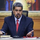 El presidente de Venezuela, Nicolás Maduro, habla durante una rueda de prensa.