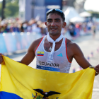 El ecuatoriano Daniel Pintado, oro en marcha este jueves en París.