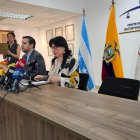 La vocal del Consejo de la Judicatura, Solanda Goyes, durante la rueda de prensa.