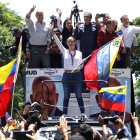 La líder opositora de Venezuela, María Corina Machado, durante una protesta en rechazo a los resultados oficiales de las elecciones presidenciales.