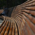 Un hombre busca sombra en un parque de Madrid ante las altas temperaturas.