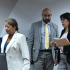 Los vocales: Yolanda Yupangui (izquierda), Mario Godoy y Solanda Goyes informaron que esperan los resultados de la Contraloría sobre el concurso para la Corte Nacional.
