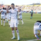Álex Arce celebra el gol de la victoria para Liga de Quito frente a Aucas