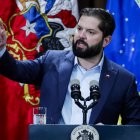El presidente de Chile, Gabriel Boric, durante una rueda de prensa en Santiago.
