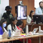 La fiscal Diana Salazar se presentó para la recepción del testimonio anticipado de tres de los 25 procesados en el caso Purga, por el delito de delincuencia organizada.