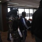 El exjuez Alberto Lino Tumbaco, procesado y testigo en el caso Purga, llegó a la Corte Nacional a dar su testimonio anticipado, este 26 de agosto de 2024.