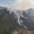 Lugar donde se registra el incendio forestal en el cerro El Púlpito.