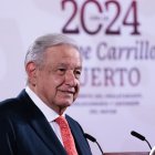 Andrés Manuel López Obrador en su rueda de prensa matutina.