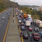 Un atolladero se registra en la vía Perimetral, cerca de Ceibos norte, la mañana de este miércoles 4 de septiembre.