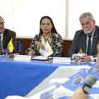 La presidenta del CNE, Diana Atamaint, se reunió con los delegados de la Unión Europea.