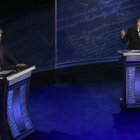 Donald Trump y Kamala Harris durante el debate presidencial.