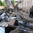 Daños en calles inundadas tras las inundaciones en Ladek-Zdroj, suroeste de Polonia, 20 de septiembre de 2024.