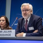 El fundador de WikiLeaks, Julian Assange, en Estrasburgo.