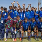 Los albicelestes como campeones, tras vencer a la provincia Tsáchila.