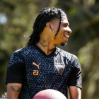 El jugador Marco Angulo en una de las prácticas de Liga de Quito