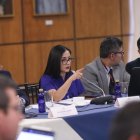 La presidenta Viviana Veloz en la reunión con las mesas legislativas.