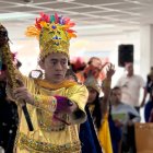Personificación. El guerrero de Tisaleo es el personaje principal de estos días de fiestas en el cantón. Destaca por su colorida vestimenta.