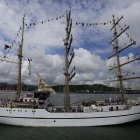 El buque Escuela Guayas, velero de entrenamiento de la Armada del Ecuador, llegó al puerto de Balboa este viernes 18 de octubre de 2024, en Ciudad de Panamá.