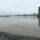 Una vista general que muestra la inundación del río Po en el puerto de Boretto, provincia de Reggio, en el norte de Italia.