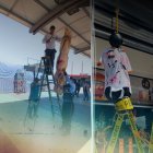 Imagen de la "decoración" del Malecón en 2022 y de la tienda este 2024.