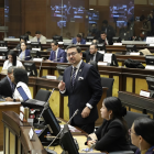 Leonardo Berrezueta sustenta su punto en el juicio político a Mónica Palencia.