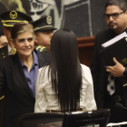 Mónica Palencia en su llegada al pleno de la Asamblea Nacional.