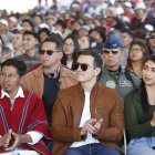 El presidente de la República, Daniel Noboa, durante su visita a Ambato.