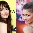 Combo de fotografías de archivo de las actrices Anne Hathaway (i) y Zendaya.