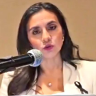 La vicepresidenta de la República, Verónica Abad, durante su pronuciamiento.