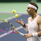 El tenista español Rafa Nadal en uno de sus últmos entrenamientos previo a las finales de Copa Davis en Málaga