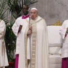 El Papa celebra la misa en conmemoración de la Jornada Mundial de la Juventud.,