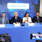 La presidenta del CNE brindó una rueda de prensa en Morona Santiago.