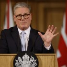 El primer ministro de Reino Unido, Keir Starmer, durante una rueda de prensa la última semana, en Londres.