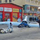 La avioneta Diamond de la Escuela Superior Militar de Aviación (ESMA) Cosme Renella Barbatto que se accidentó en La Libertad, Santa Elena.