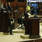 La exministra de Energía Andrea Arrobo no llegó a la Asamblea.